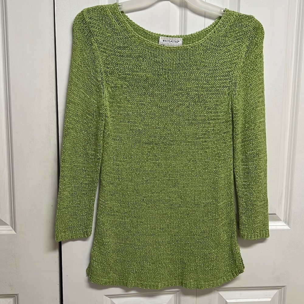 White Stag Green Long Sleeve Acrylic Nylon Knit Tunic Pullover Sweater Size S